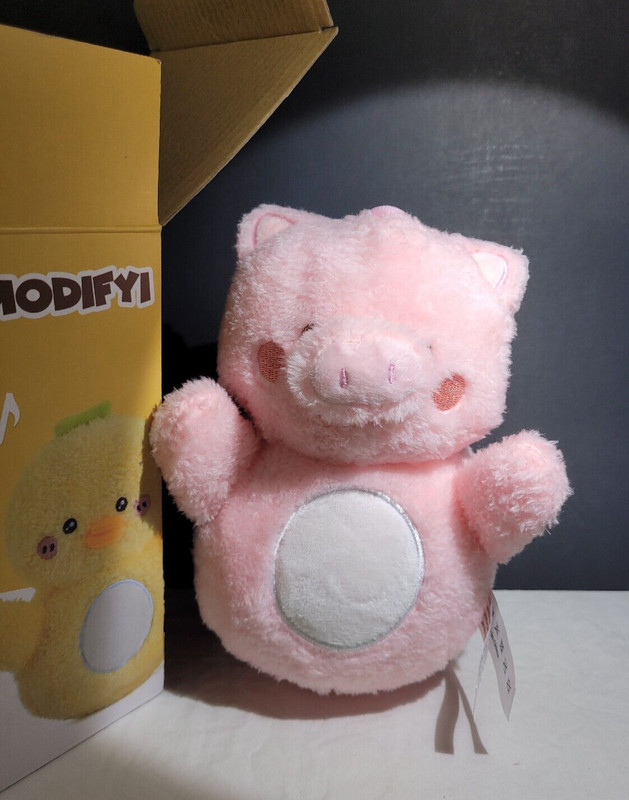 Modifyi Plush Stuffed Pink Pig Infant Toddler Tumbler Chiming Toy