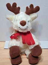 Animal Adventure White Reindeer Plush Moose Red Scarf Plush 11" 2015 Christmas