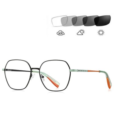 Classic Metal Oversize Photochromic Reading Glasses Spring Hinges Women +0.5~6.0