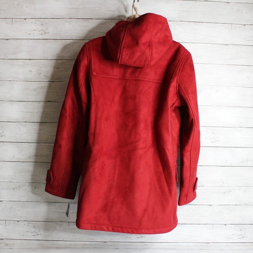 Chaps Women's Winter Coat Size M Red Toggle Jacket Faux Suede Hooded - Picture 7 of 10