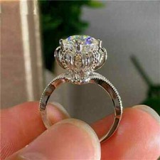 2Ct Round Lab-Created Diamond Halo Engagement Wedding Ring 14K White Gold Finish