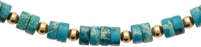 Collier en Plaqué Or 18k et Perles de Jaspe Bleu - Bijou Artisanal Unique