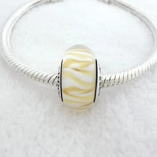 New Authentic Yellow Murano Glass Charm 925 Sterling Silver European Bead