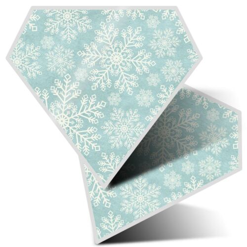 2 x Diamond Stickers 7.5 cm - White Snowflake Christmas Snow  #12403 - Afbeelding 1 van 9