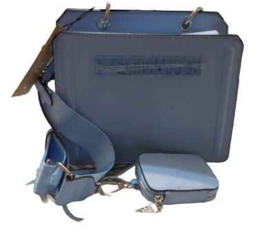 STEVE MADDEN BEVELYN SATCHEL CROSSBODY BAG W AIR POD CASE BLUE NWT Steve Madden Bevelyn Blue Satchel Crossbody Bag Airpod Pouch  main image 3