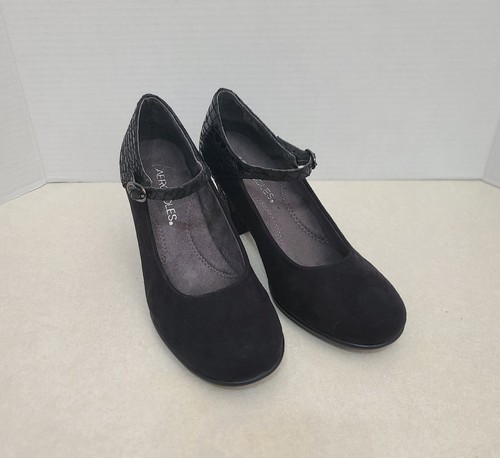 AEROSOLES - Solid Black - Mary Jane Pumps/Heels Women's Size 6.5