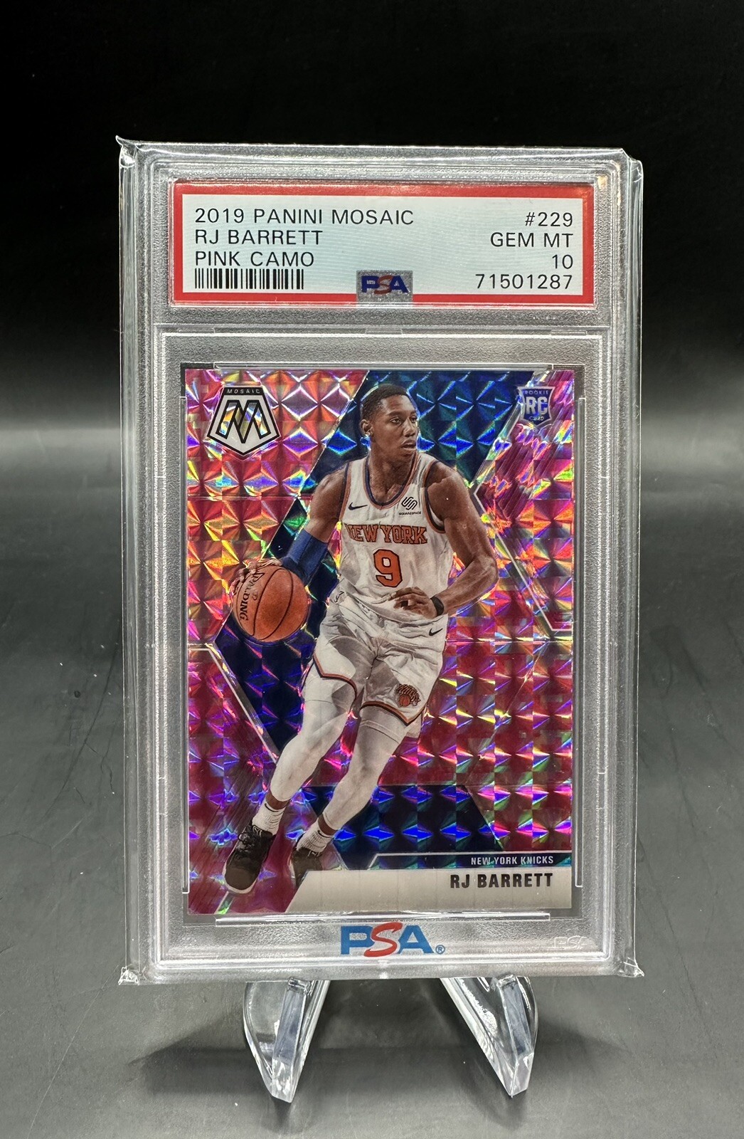 RJ Barrett 2019 Panini Mosaic Pink Camo Prizm Rookie #229 PSA 10