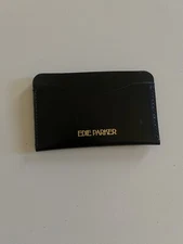 Edie Parker black leather card holder wallet