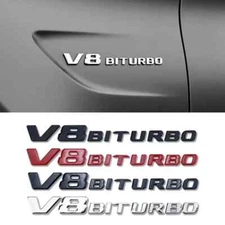 3D ABS V8 BITURBO Letters Car Side Fender Emblem Badge Sticker For Mercedes Benz