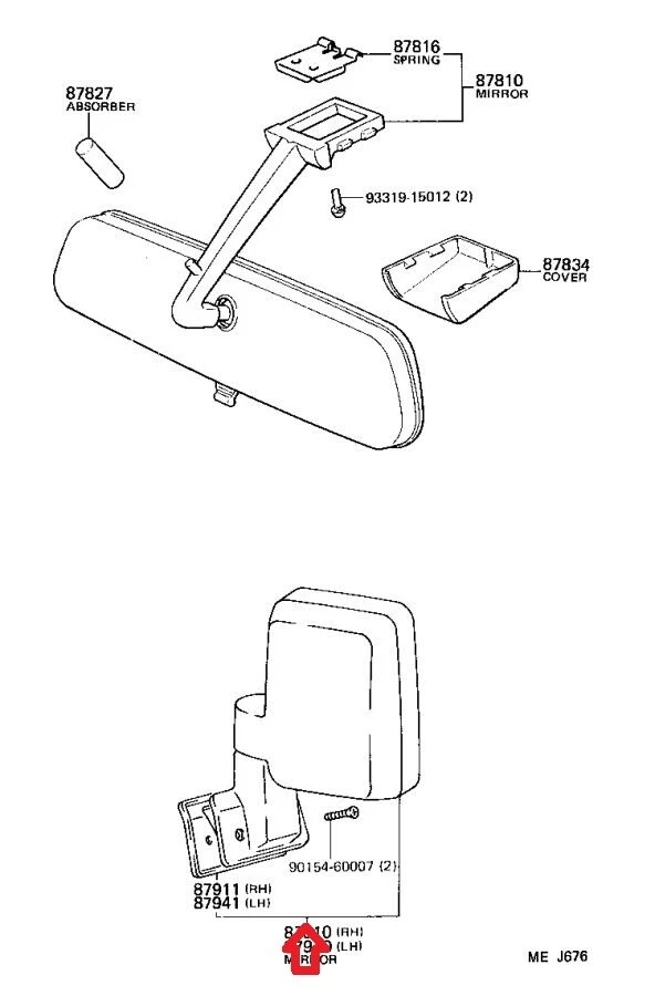 SE ADAPTA A: 88-90 TOYOTA LAND CRUISER BJ62 PASAJERO DELANTERO DERECHO ESPEJO RETROVISOR NUEVO Foto 4 de 4