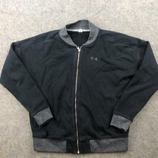 Under Armour Jacket Mens Medium Black Full Zip Embroidered Logo Bomber 
