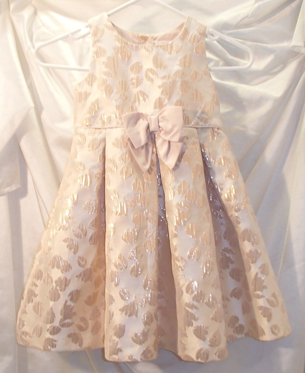 Catherine Malandrino Mini Girls Shimmery Pink Peach Floral Dress Size 5T