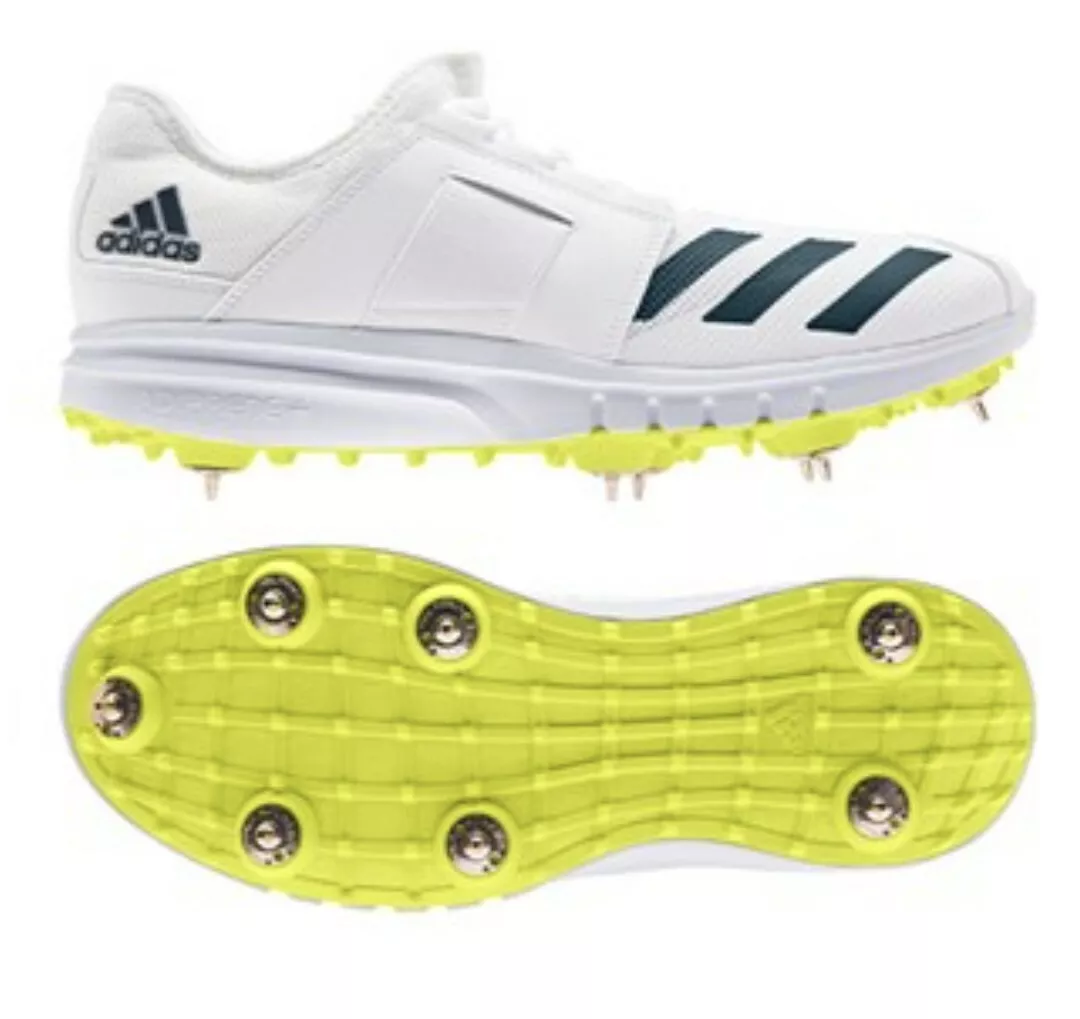 ADIDAS CRICKET SHOES ADULTS HOWZAT SPIKE WHITE YELLOW FULL SPIKE