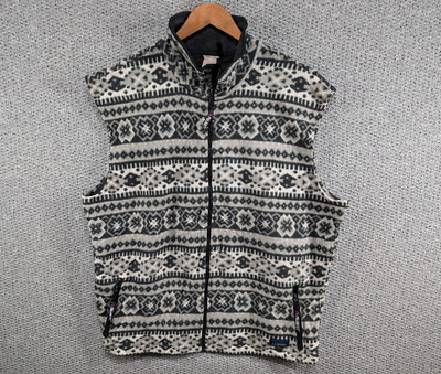 LL Bean x Polartec Vintage Aztec Geometric Outdoor Wandern Fleece Weste Gillet XL