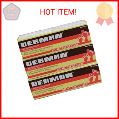 Derman Antifungal Cream for the Treatment of Athlete's Foot (3 Pack (0.88 Ounce)