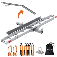 Mockins Gray Hitch Mounted Motorcycle Carrier 73” | Ramp & Anti-Tilt Feature