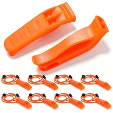 8Pcs Emergency Whistles with Reflective Lanyard, Safety Survival Whistles