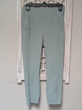 RBX womens medium athletic cropped leggings green activewear athleisure training