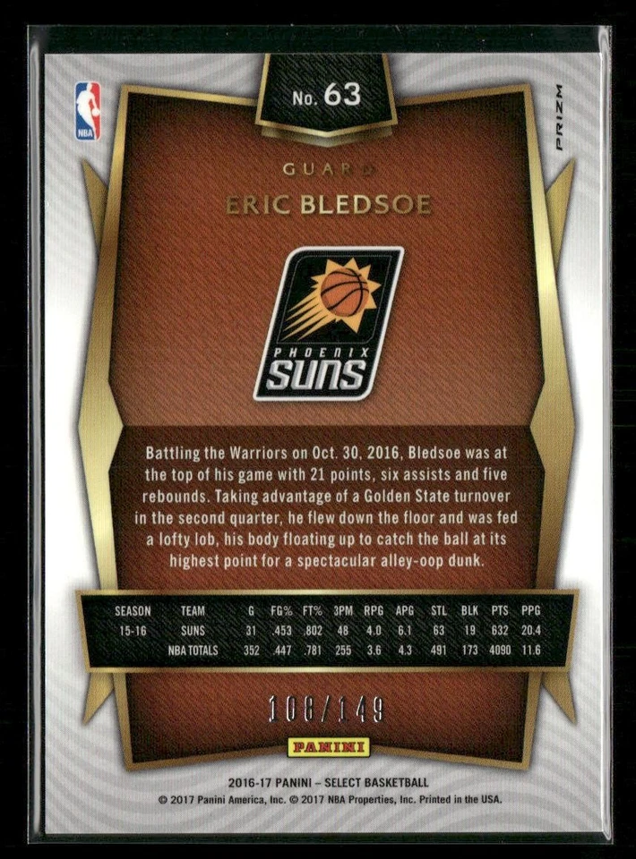 2016-17 Panini Select #63 Eric Bledsoe White Prizms #/149 - Image 2 of 2