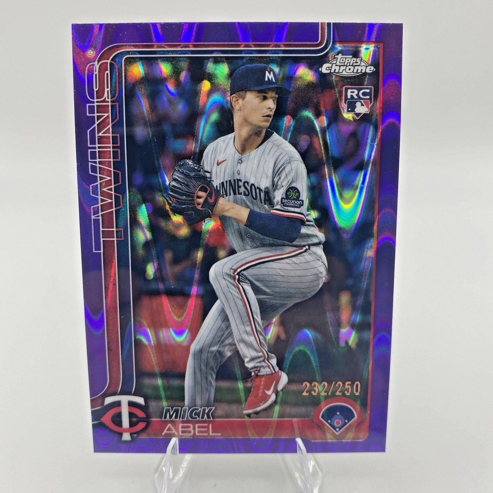 2025 Topps Chrome Update Series Mick Abel Purple Raywave Refractor RC /250 USC49