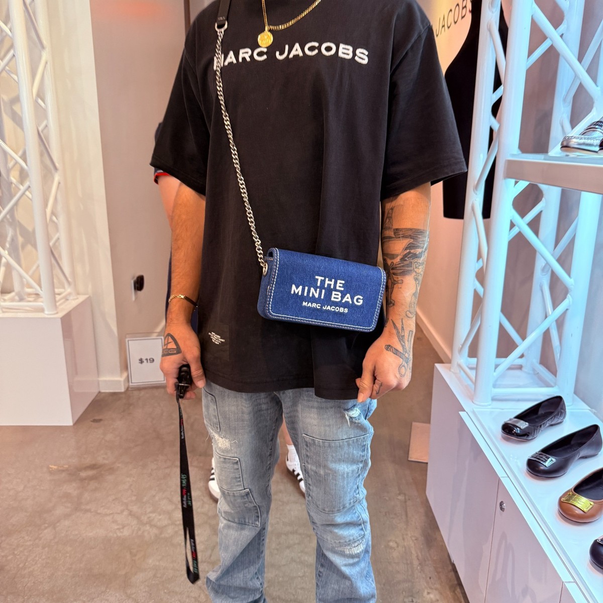 Best Price‼️Marc Jacobs The Denim Chain Mini Bag Dark Wash | eBay