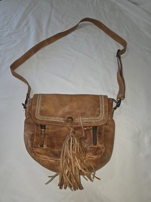 Bedstu Light Brown Leather Medium Adjustable Crossbody Bag Whoopi