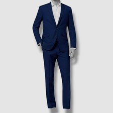  397 Kenneth Cole Men's Blue Slim-Fit Jacket Pants 2-Piece Suit Size 46L