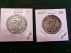 1 Pair of Walking Liberty 90% Silver Half Dollars! 1934(G) and 1935(VG)!