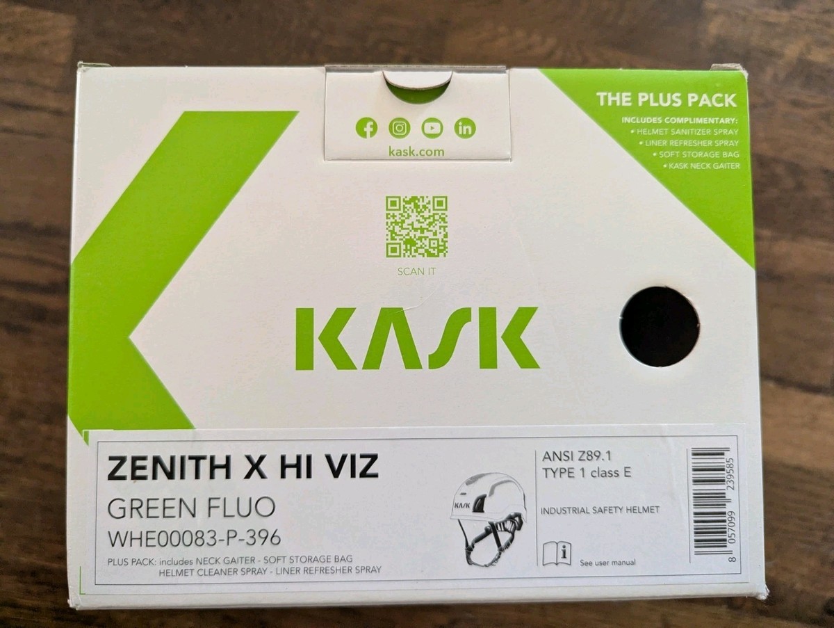 Kask Zenith X Hi Viz Green Hardshell Helmet Adjustable Fitting