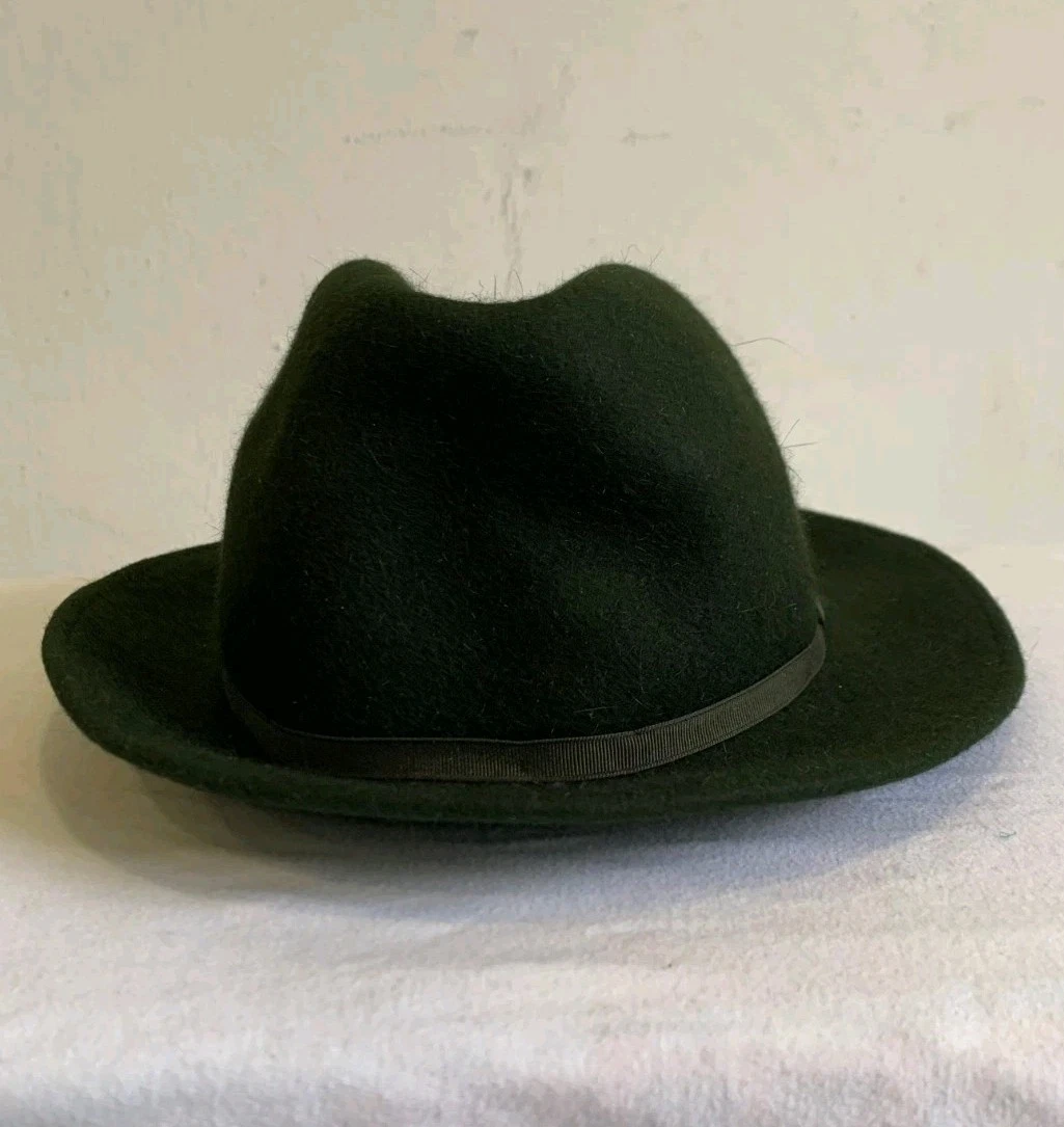 Vintage Borsalino Felt Bowler Hat, Forest Green, Made In Italy, EUC Alessandria Traveller Safari Brim Fur Felt Hat BORSALINO  main image 4