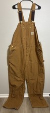 Vintage Carhartt Bib Overalls Men's 50x34 Brown Canvas Insulated Double Knee