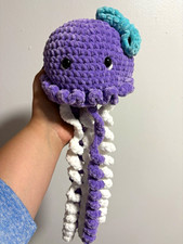 Handmade Crochet Purple Jellyfish Plush Stuffed Animal Small 6-14 in Ages 3-7