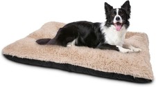 JOEJOY Dog Bed Crate Pad, Deluxe Plush Washable Beds M 29"x21"x3" , Beige
