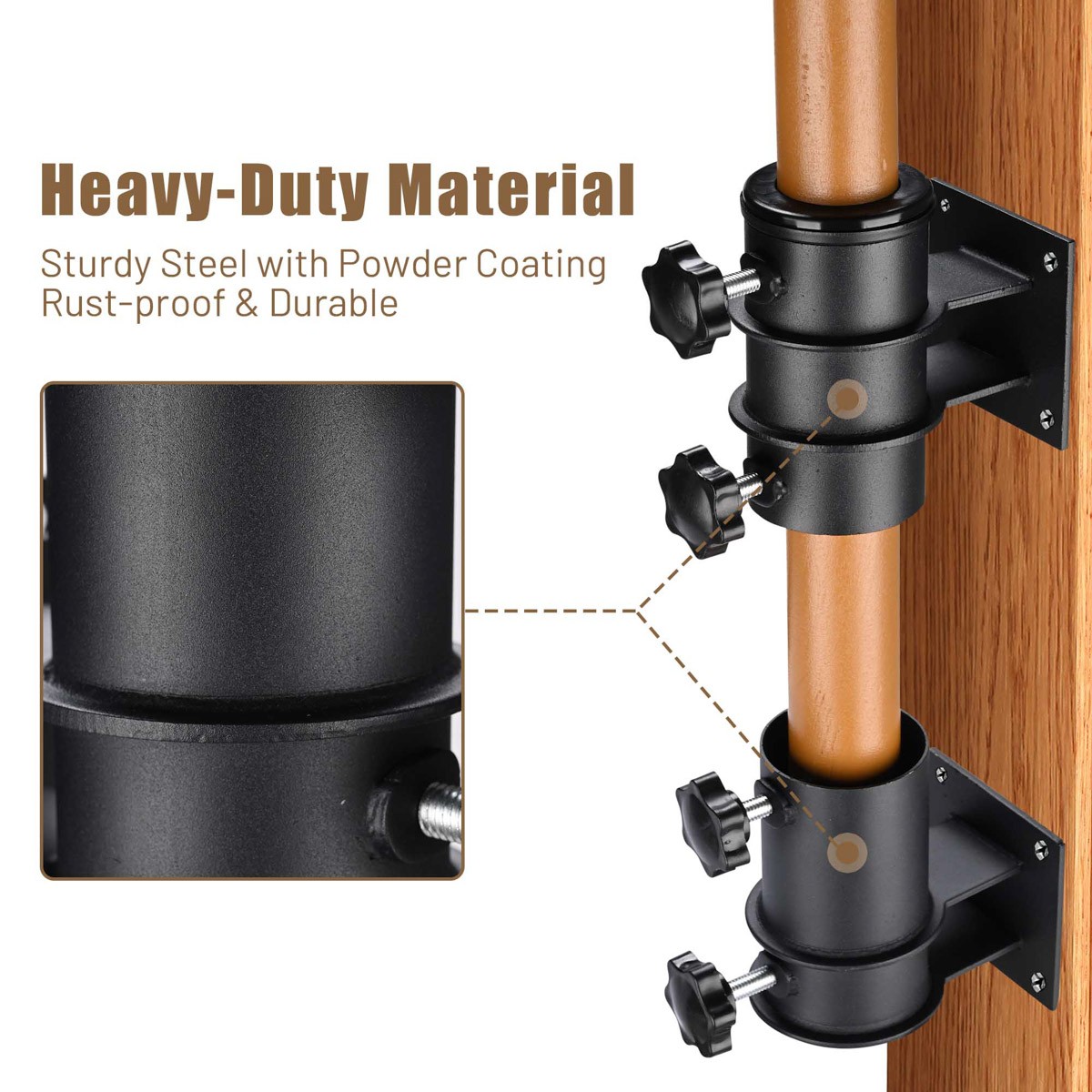 LAGarden Patio Umbrella Flat Mount Bracket for Deck Railing Balcony Courtyard