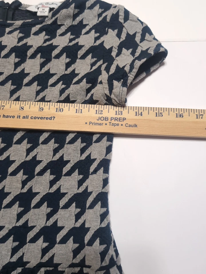 Vestido Brooks Brothers Niñas Pata de Gallo Tejido Polar Cremallera Trasera Gris Azul M Foto 4 de 4