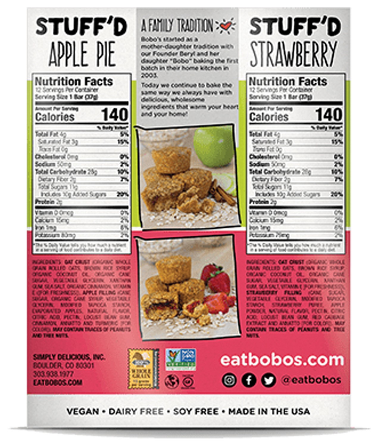 Органические батончики с клубникой Bobos Bites - Без глютена, без ГМО, Упаковка из 25 штук