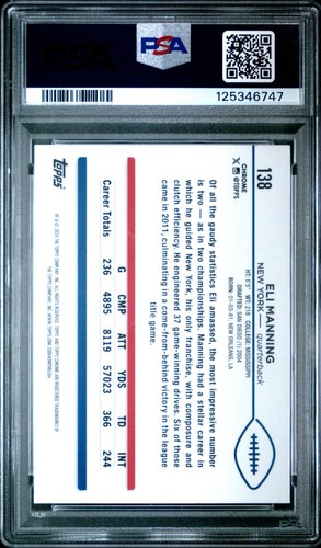Eli Manning 2024 Topps Chrome SP Negative Refractor #138 PSA 10 POP 1 Giants - Bild 2 von 2