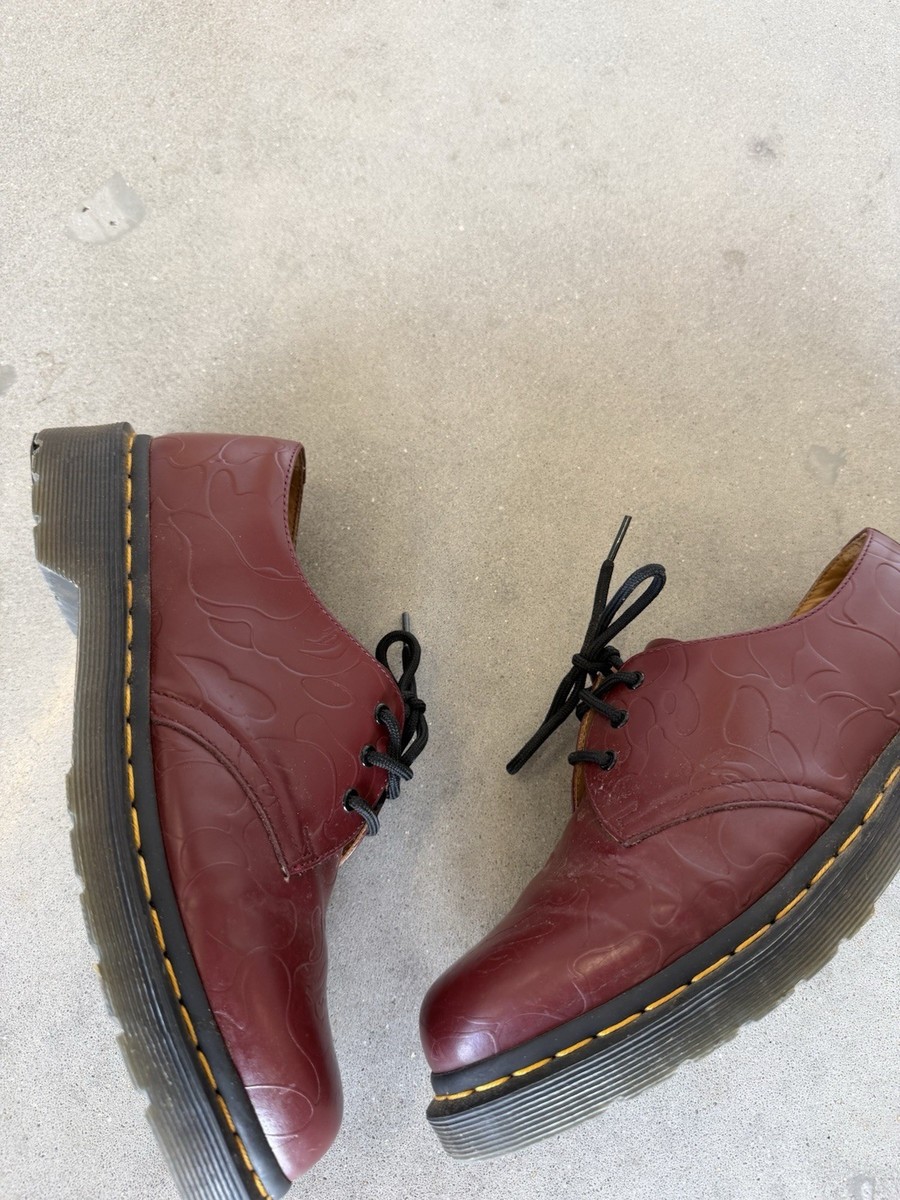 Dr. Martens 1461 BAPE Embossed Leather Oxford Shoes Burgundy Men's