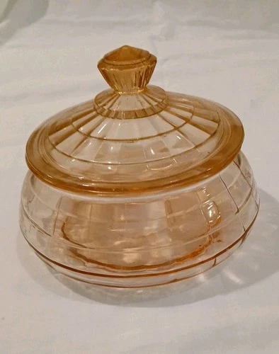 Pink Depression Glass Candy Dish With Lid