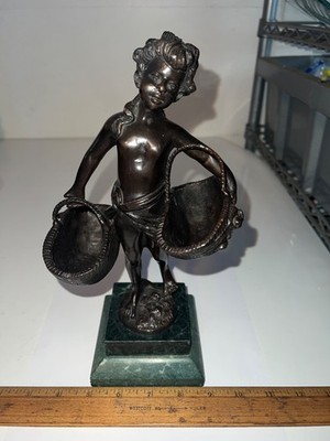 VINTAGE SUZANNE BIZARD SIGNED BRONZE STATUE SCULPTURE