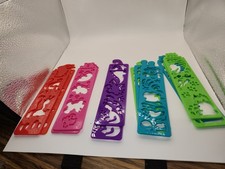 12 pc Drawing Stencil Set for kids Plastic - animals dinosaurs clowns shapes