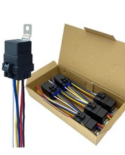 5 Pack 40/30 AMP 12V DC Waterproof Relay Kit with Heavy-Duty Pigtail, 5-PIN SPDT