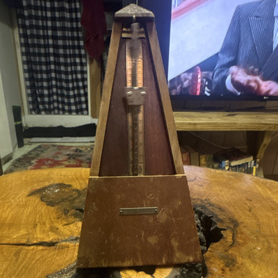 Wooden Mechanical Analog Metronome, Pendulum Style, Brown Wood/Metal