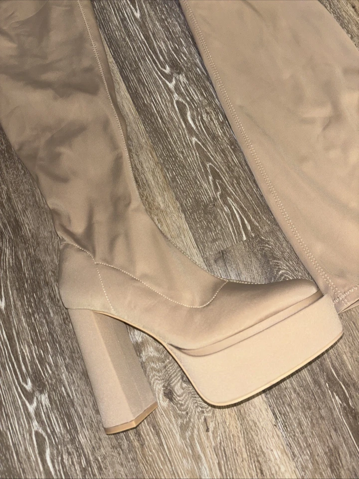 Mujeres Botas Plataforma Sobre la Rodilla Ultra Alto Tacón Bloque Moda Talla 10 Gruesas Foto 3 de 4