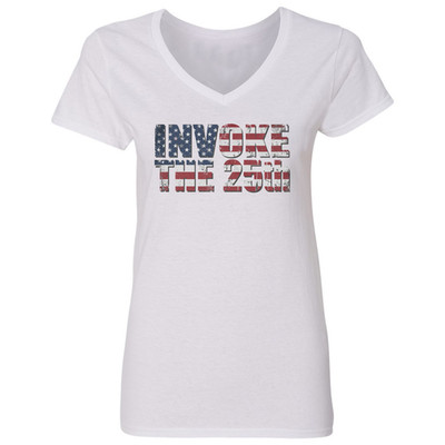 Invoke The 25th USA Flag Graphic No Kings Protest Ladies' V-Neck Tshirt