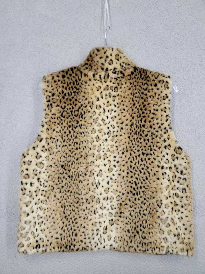 Chaleco reversible de piel sintética con estampado de leopardo talla XL Worthington cremallera sin mangas otoño Foto 2 de 4