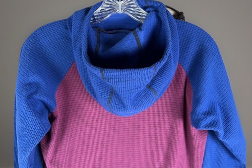 Melanzana Micro Grid Hoodie Pullover Womens Small Purple Blue Two Tone - Picture 14 of 15