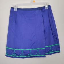 Lilly Pulitzer Reversible Skirt Womens 12 Blue 100 Cotton Anchor Floral