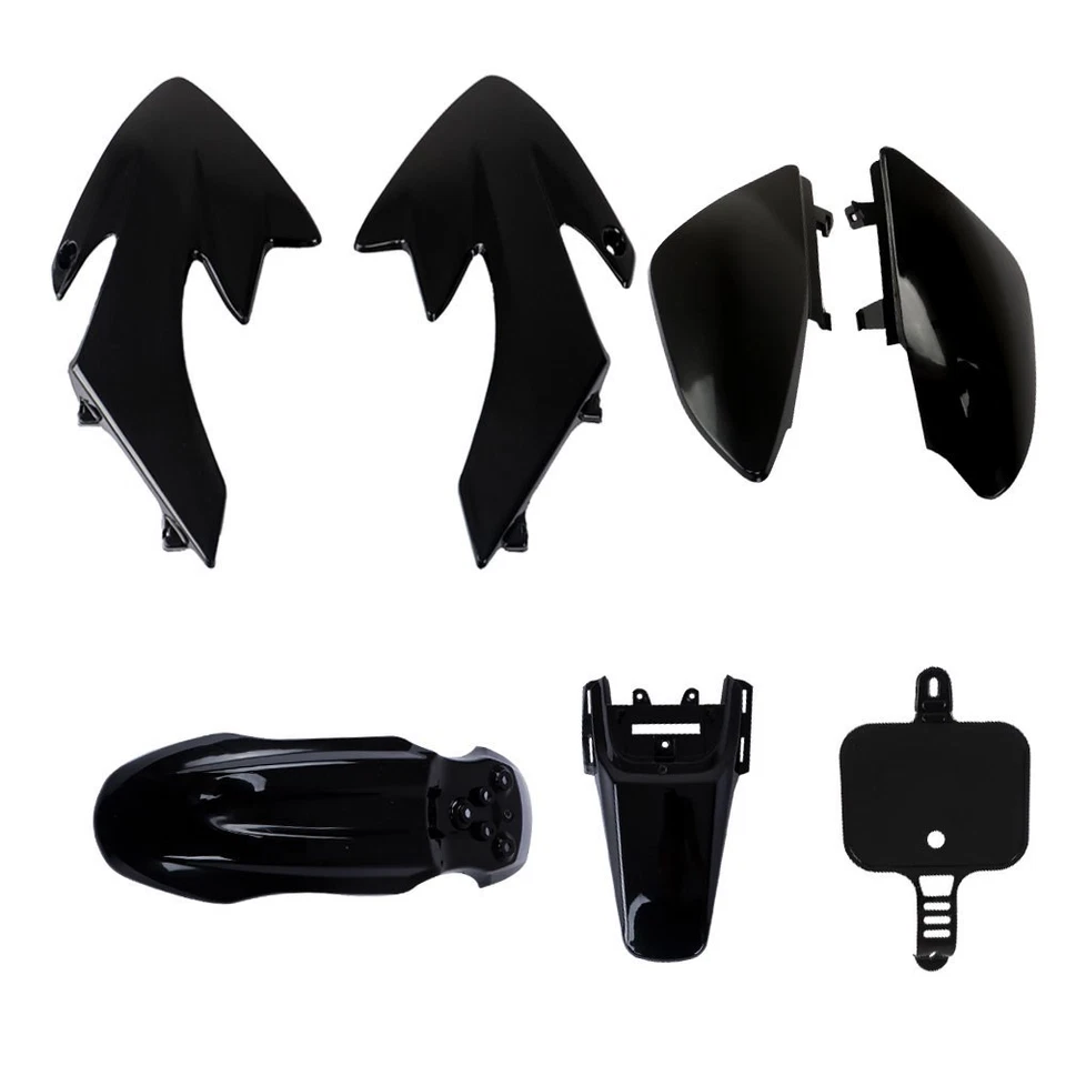 For Honda XR50 CRF50 SDG SSR 107 125 Dirt Pit Bike Black Plastic Fender Fairing Foto 3 de 4