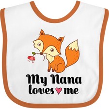 Inktastic My Nana Loves Me Fox Granddaughter Baby Bib Girls New Outfit Adorable